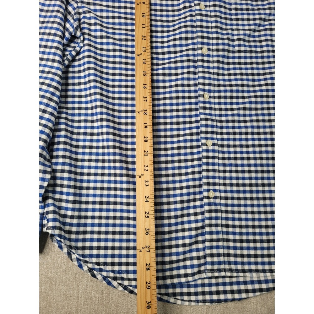 Free Assembly Button Down Shirt Mens L Blue Gingham Plaid Long Sleeve Cotton - Picture 7 of 11